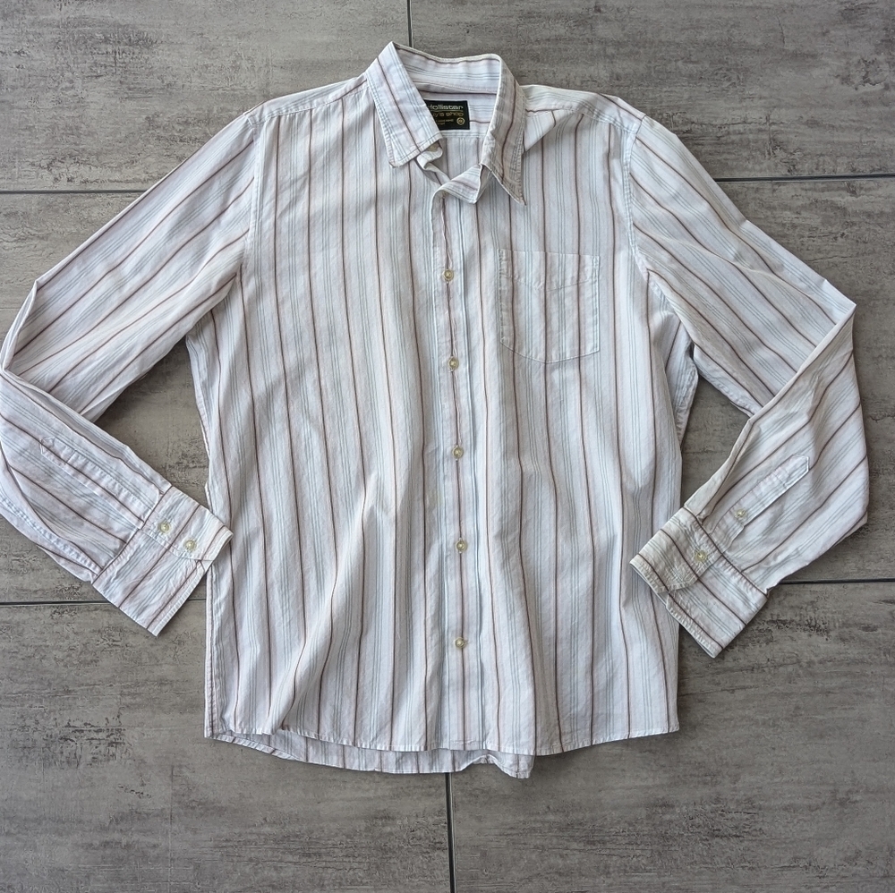 Vintage Y2K Hollister Guy Shop Hong Kong Long Sleeve Striped Button Down Men XXL